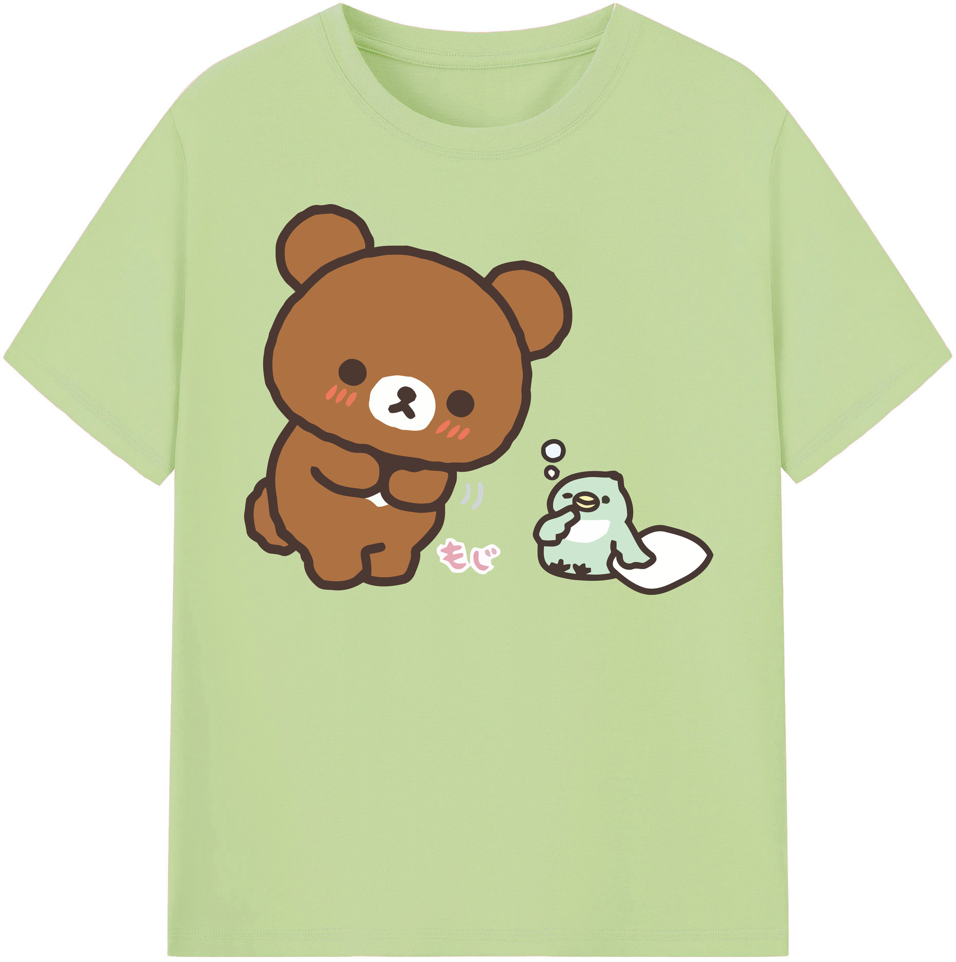 （画像用） リラックマ リラックマ キイロイトリ Rilakkuma Korilakkuma Kiiroitori 綿100％半袖Tシャツ（フロントプリント）